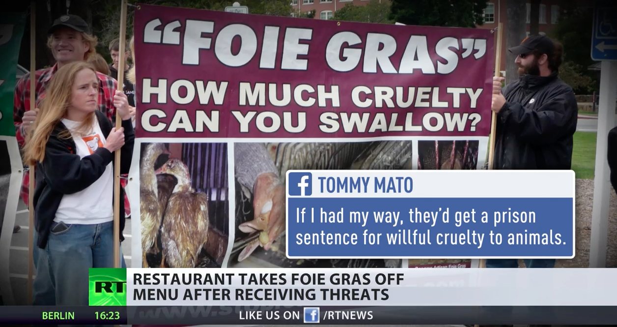 Image: Vegan revenge: UK pub gets 200 death threats in hours for foie gras on menu (Video)