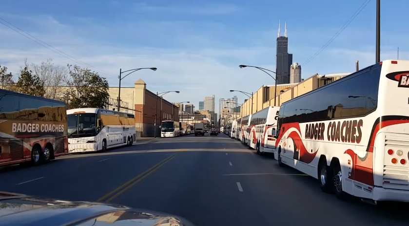 Image: Trump Protest Busses Caught on Camera Lining the Streets (Video)