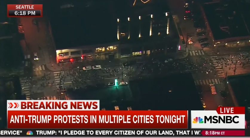Image: Anti-Trump protests are taking place across the country.